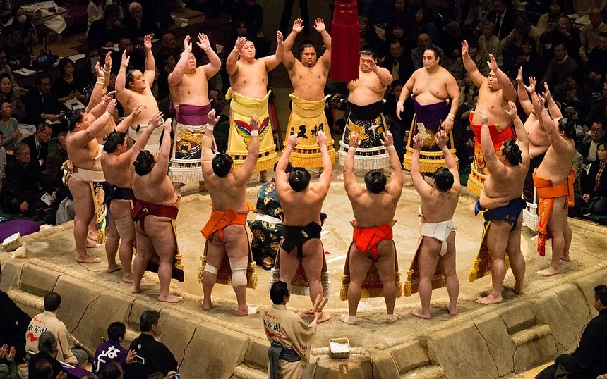 Ring-entering ceremony of the top division at Ryogoku Kokugikan