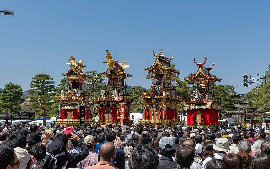 Festival floats lined up in Takayama’s old town